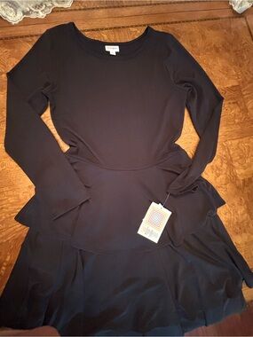 NWT LuLaRoe Black Long Sleeve Peplum Tiered Dress
